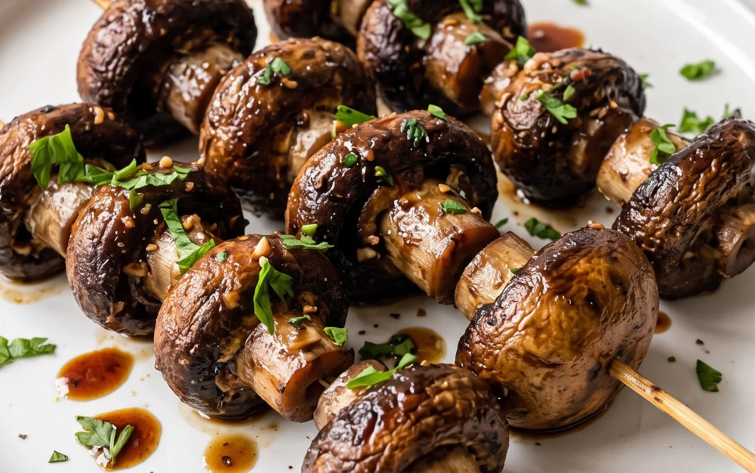 Balsamic Garlic Grilled Mushroom Skewers