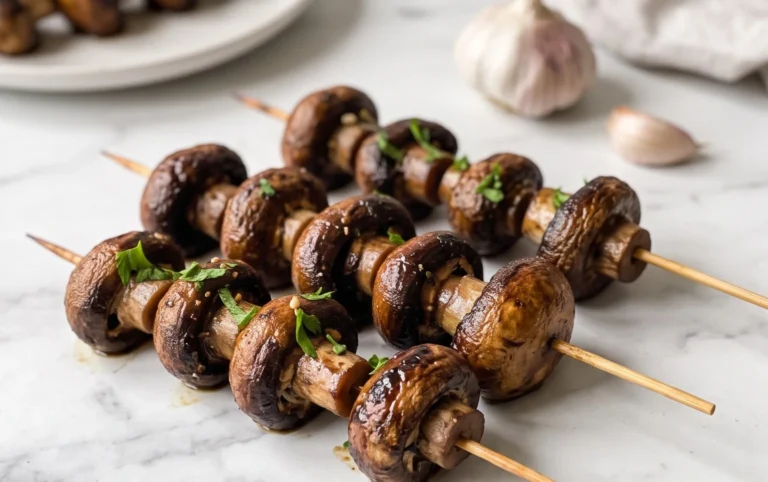 Balsamic Garlic Grilled Mushroom Skewers